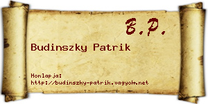 Budinszky Patrik névjegykártya